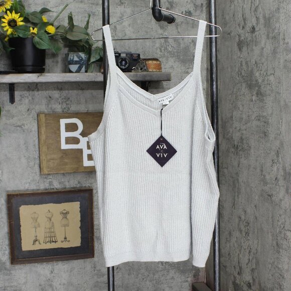 NWT Ava & Viv Women's Plus Size V-Neck Sweater Tank 83786615 X Heather Gray - Picture 2 of 6